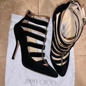 Jimmy Choo Black Suede Strappy Heel